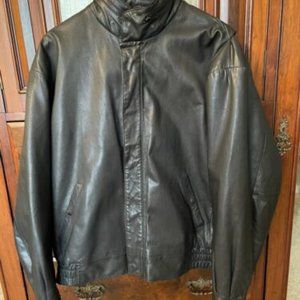 Aeropostale Compagnie General Black Leather Bomber/Motorcycle Jacket  Sz 44